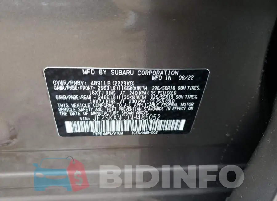 JF2SKANC0NH485052 Photo# 14