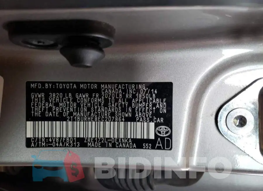 2T1BURHE8EC207864 Photo# 12