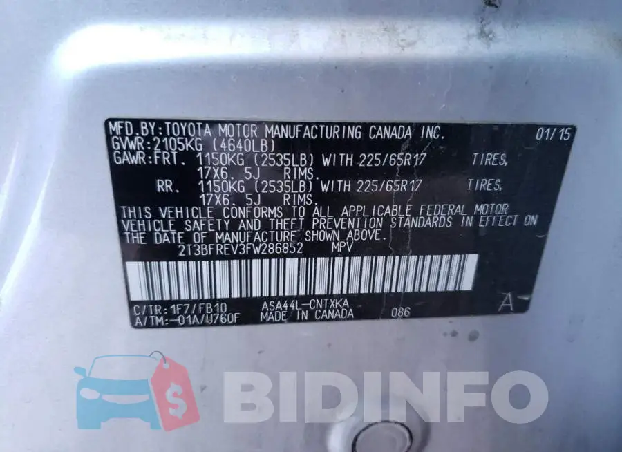 2T3BFREV3FW286852 Photo# 12