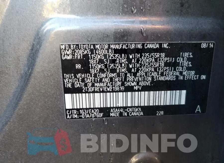 2T3DFREV1EW219819 Photo# 12