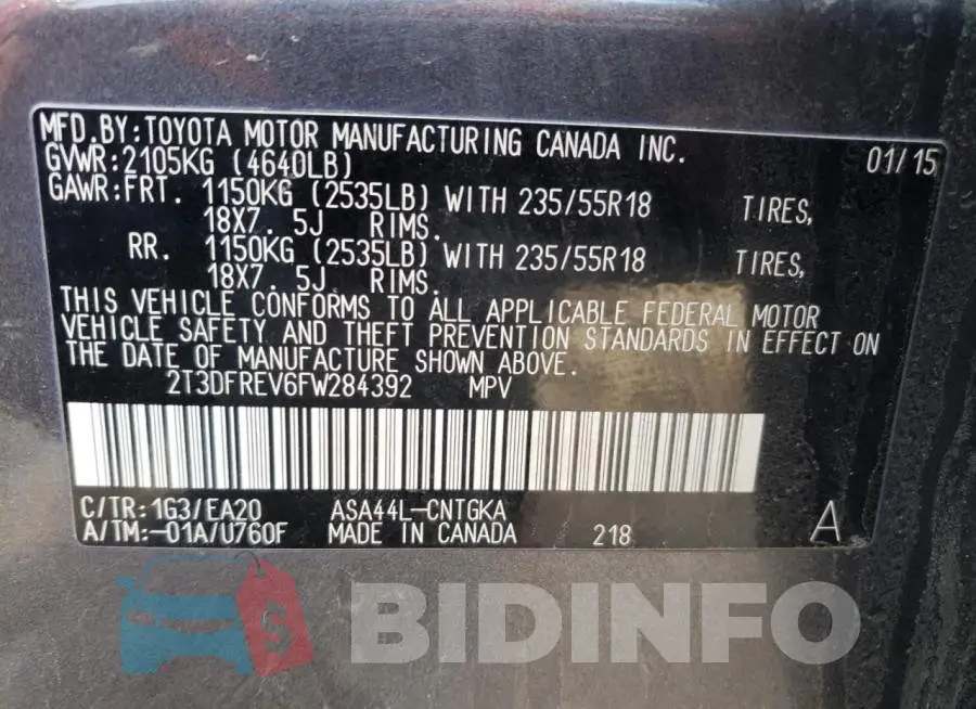 2T3DFREV6FW284392 Photo# 14