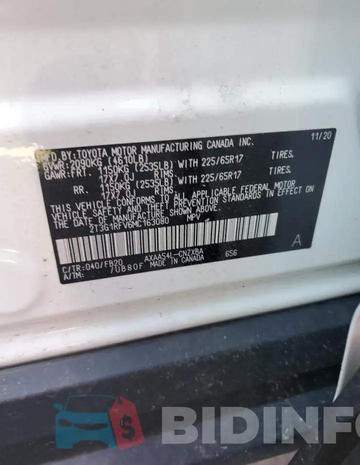 2T3G1RFV6MC163080 Photo# 13