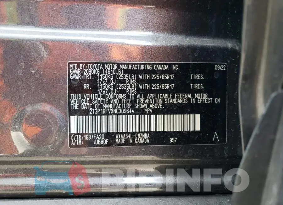 2T3P1RFVXNC309644 Photo# 13