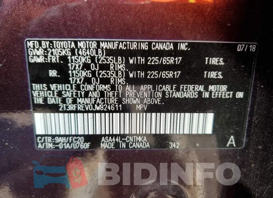 2T3RFREV0JW824611 Photo# 13