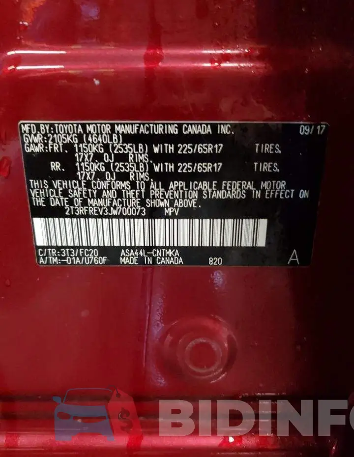 2T3RFREV3JW700073 Photo# 13