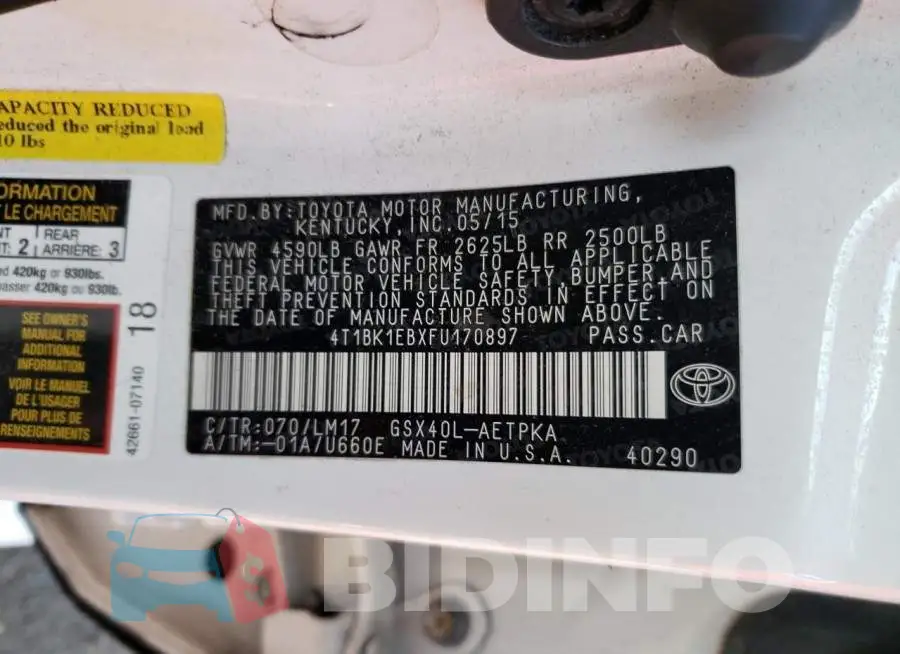 4T1BK1EBXFU170897 Photo# 12