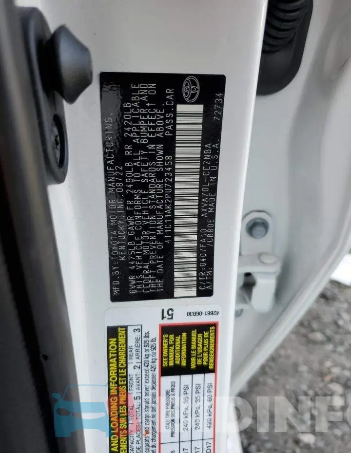 4T1C11AK2PU723458 Photo# 13