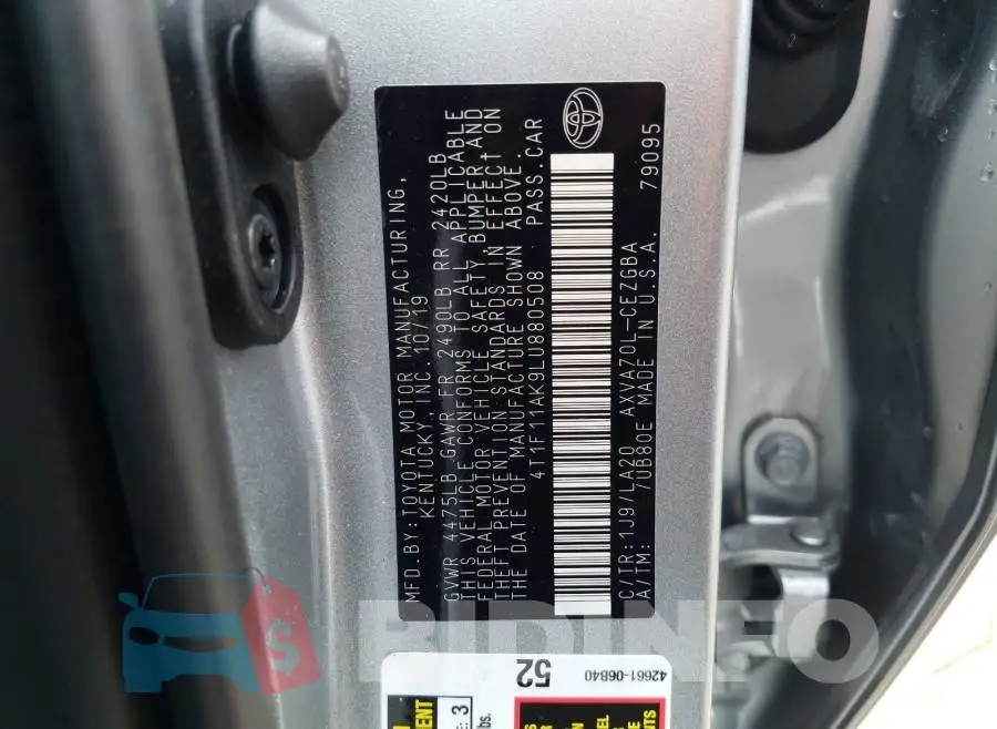 4T1F11AK9LU880508 Photo# 10