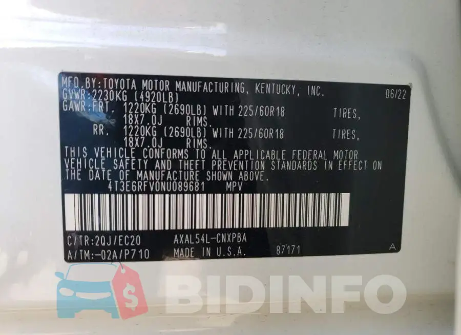4T3E6RFV0NU089681 Photo# 12