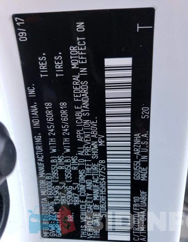 5TDBZRFH5HS477578 Photo# 14