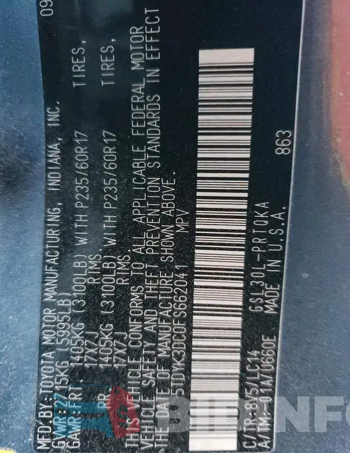 5TDYK3DC0FS662041 Photo# 13