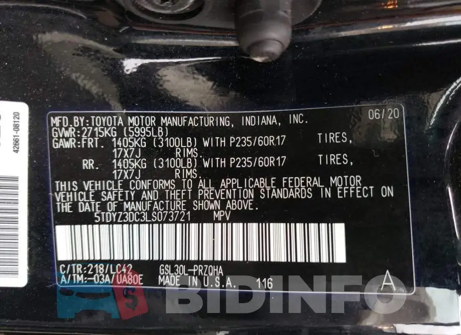 5TDYZ3DC3LS073721 Photo# 14