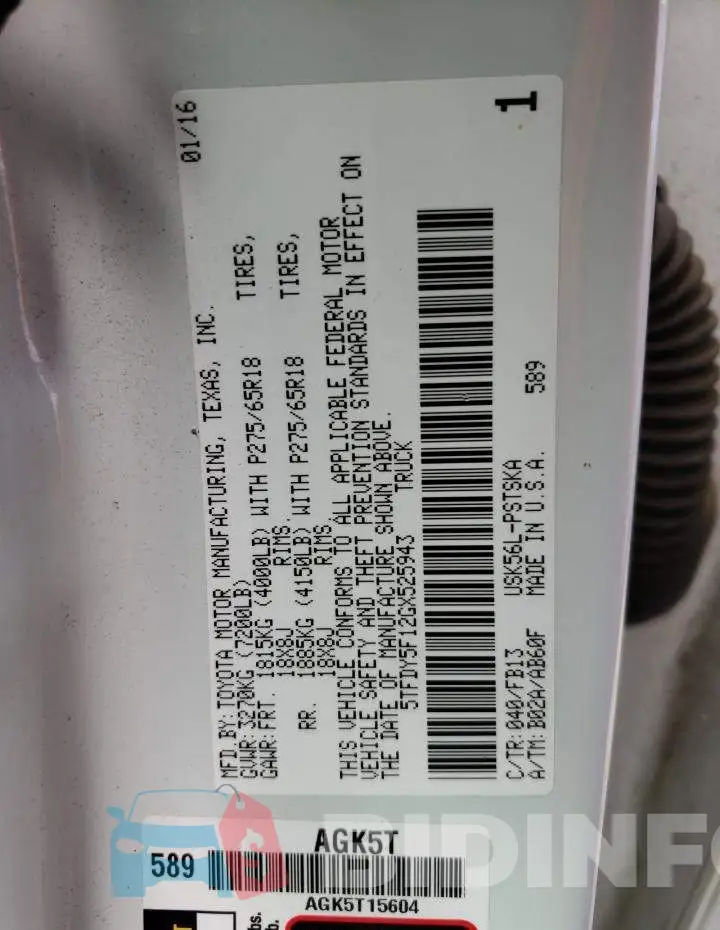 5TFDY5F12GX525943 Photo# 12