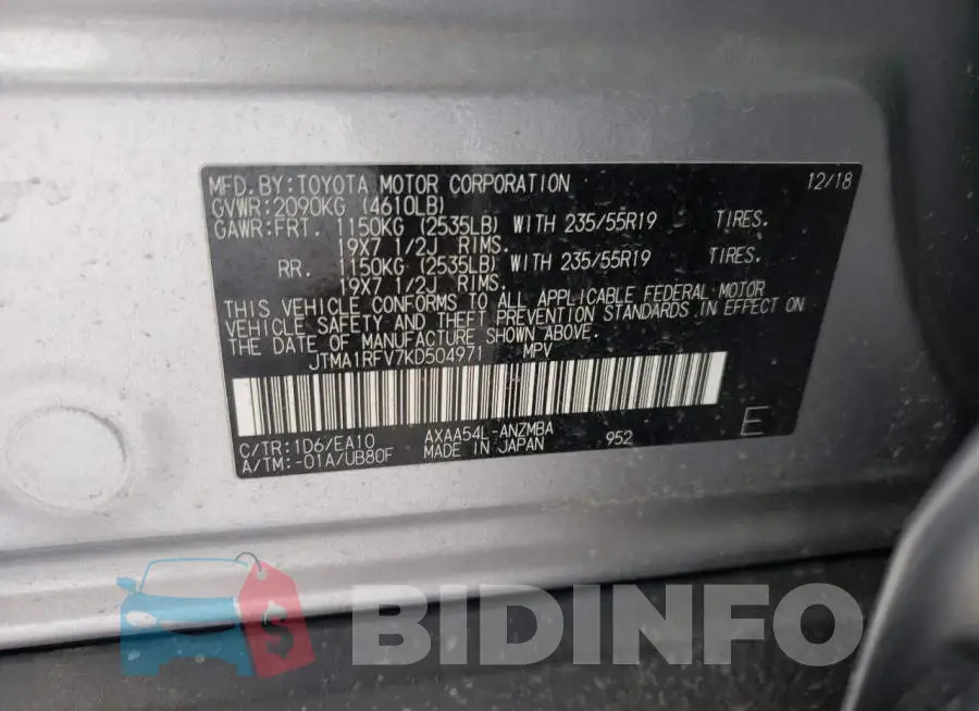 JTMA1RFV7KD504971 Photo# 13