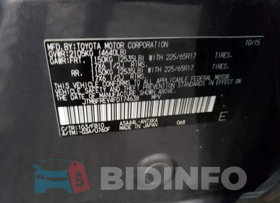 JTMBFREV4FD174638 Photo# 12