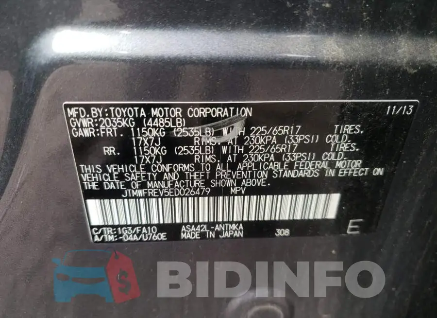 JTMWFREV5ED026479 Photo# 12