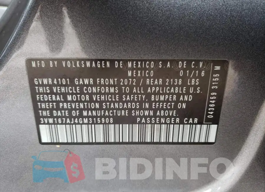3VW167AJ4GM315908 Photo# 13