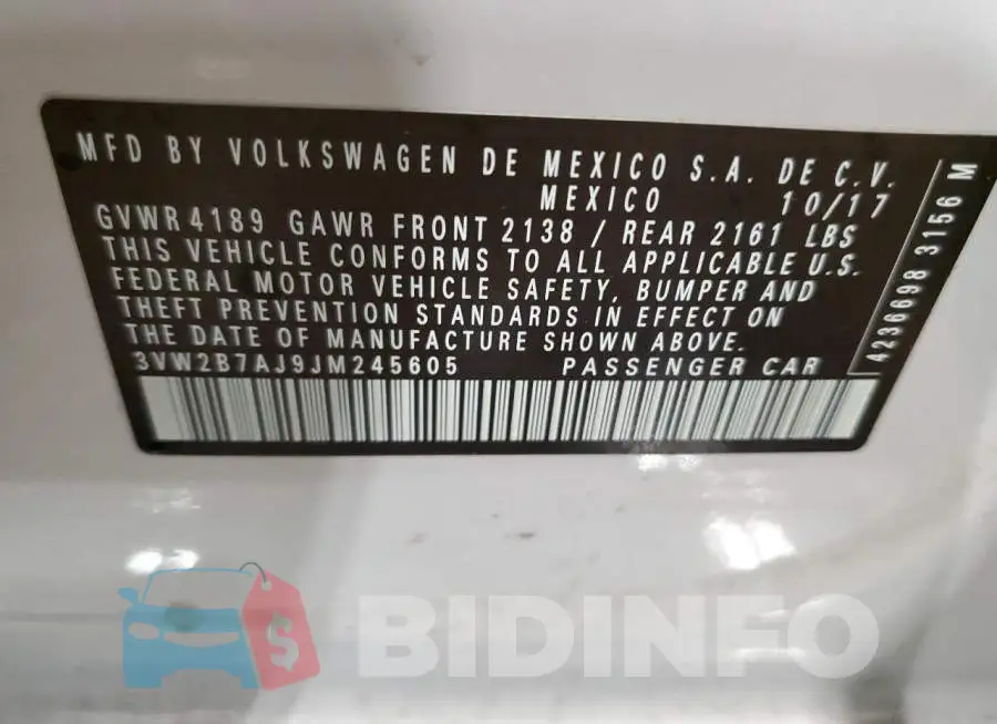 3VW2B7AJ9JM245605 Photo# 12