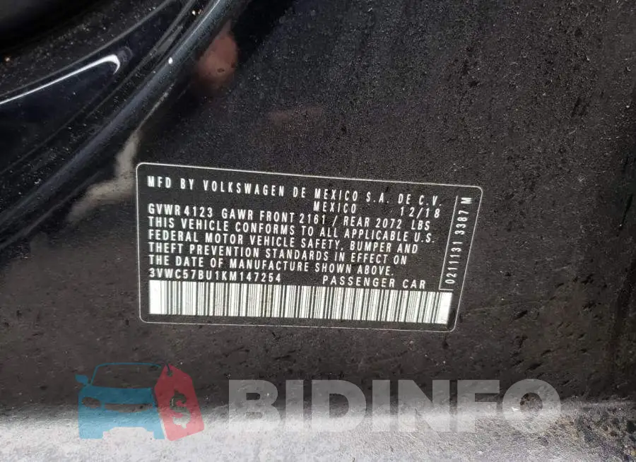 3VWC57BU1KM147254 Photo# 12