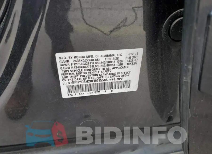 5FRYD3H20EB015586 Photo# 12