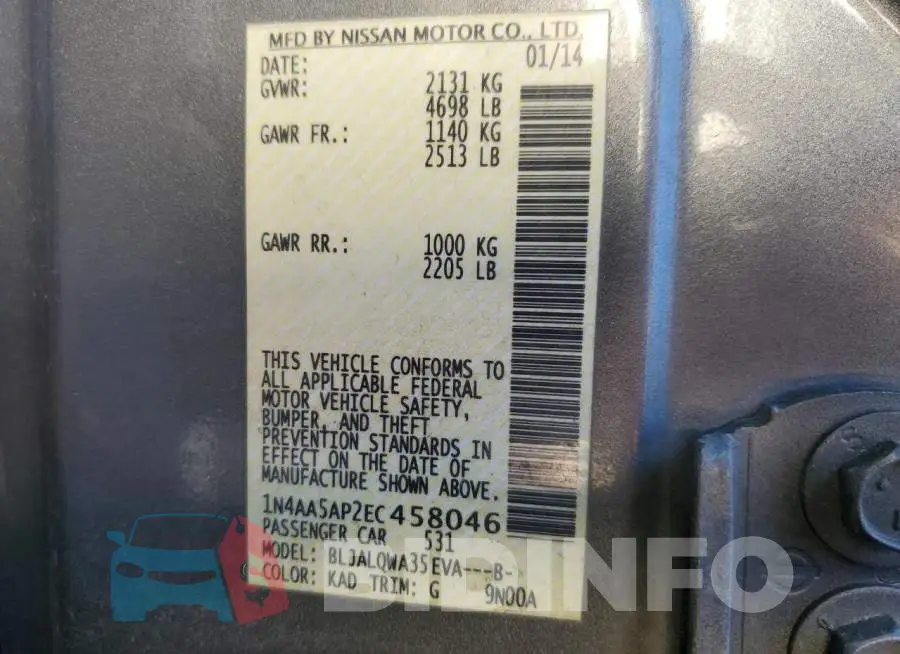 1N4AA5AP2EC458046 Photo# 12