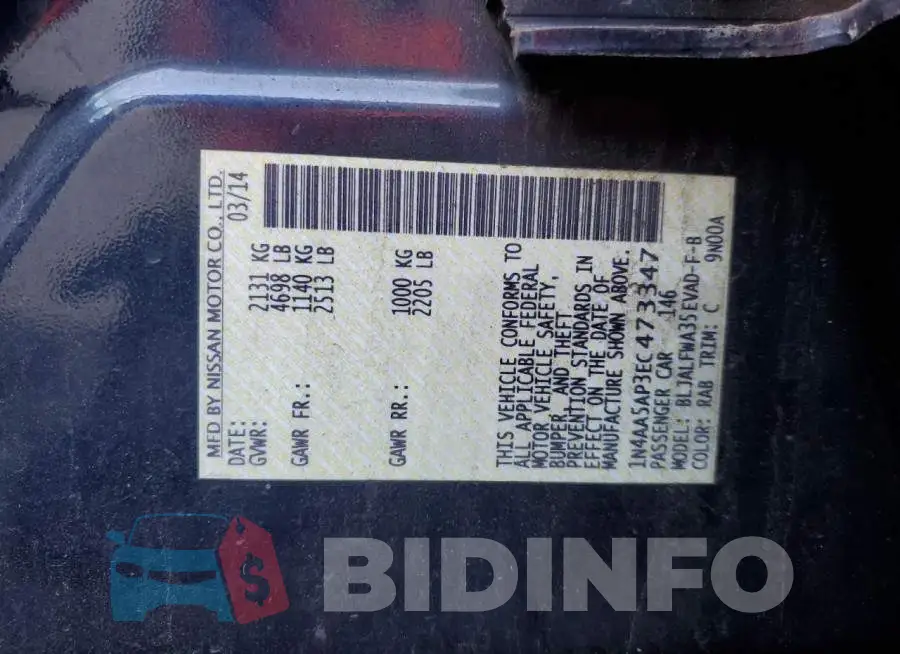 1N4AA5AP3EC473347 Photo# 12