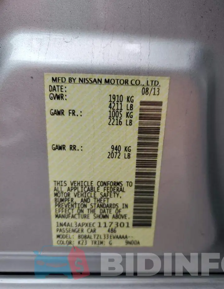1N4AL3APXEC117301 Photo# 13