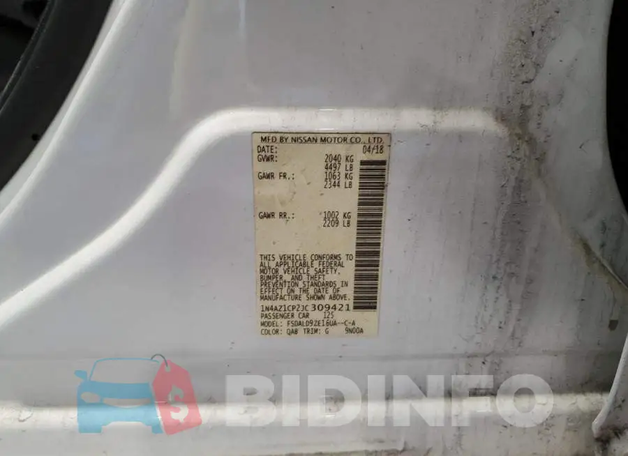 1N4AZ1CP2JC309421 Photo# 13