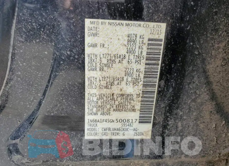 1N6BA1F45GN500817 Photo# 13