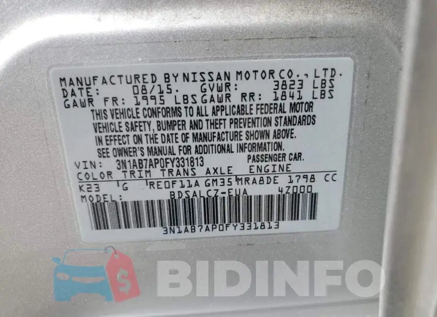 3N1AB7AP0FY331813 Photo# 13