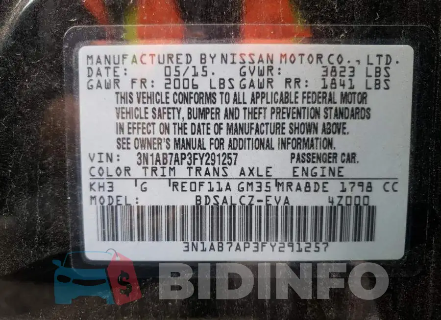 3N1AB7AP3FY291257 Photo# 13