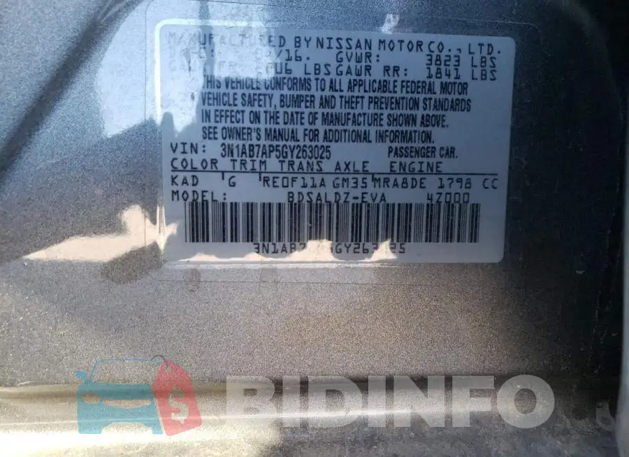 3N1AB7AP5GY263025 Photo# 13