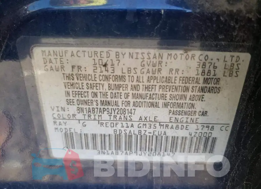 3N1AB7AP9JY208147 Photo# 12