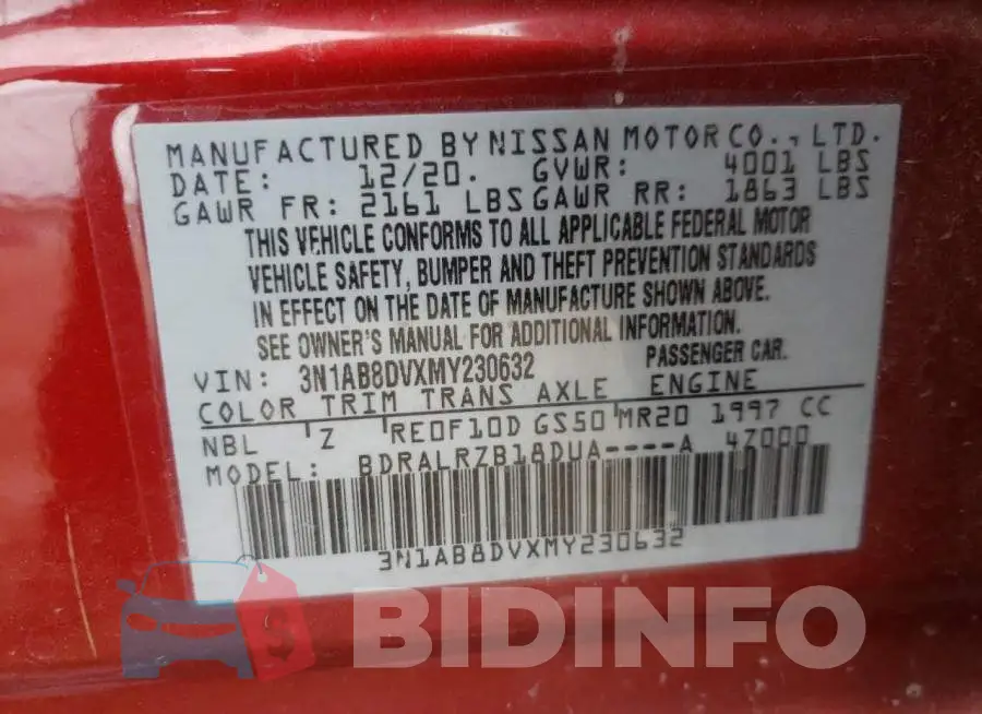3N1AB8DVXMY230632 Photo# 12