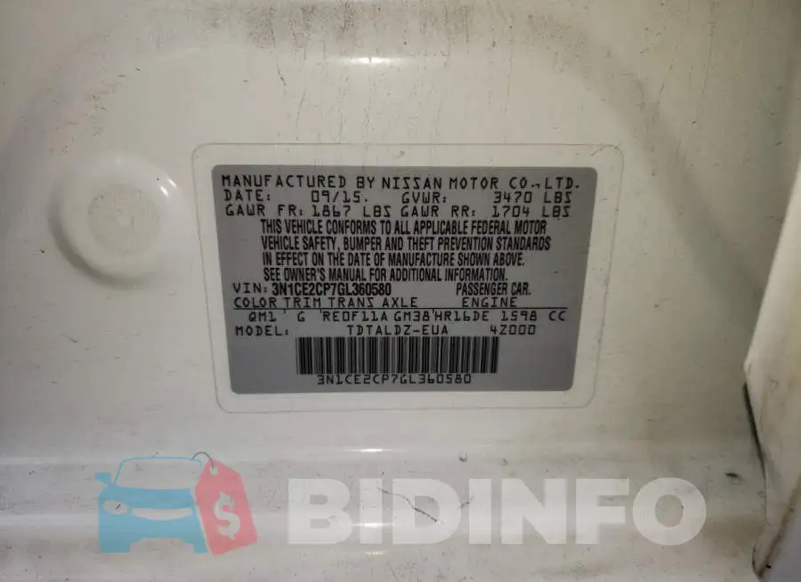 3N1CE2CP7GL360580 Photo# 12