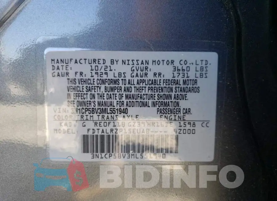 3N1CP5BV3ML551940 Photo# 14