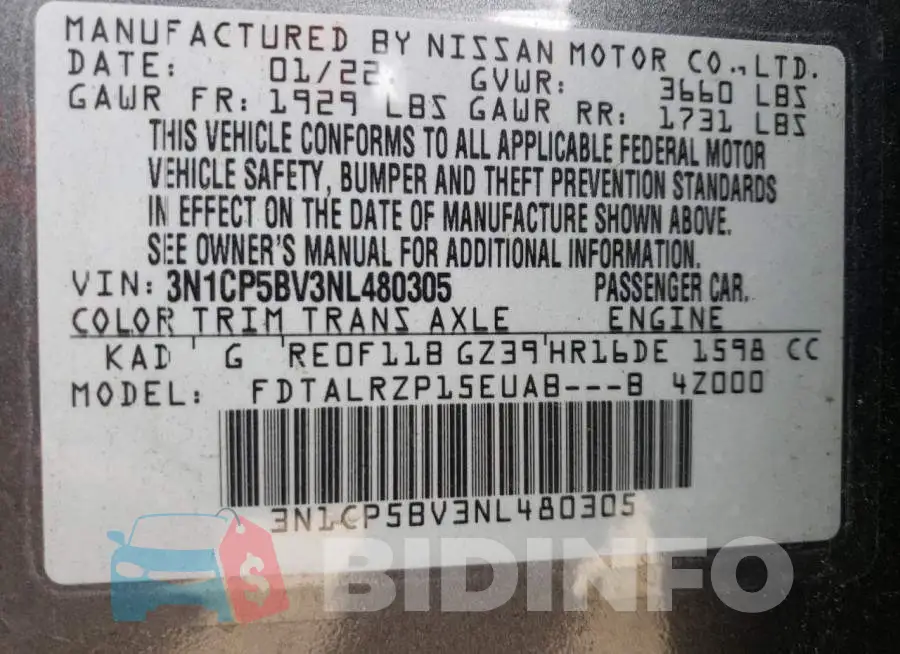 3N1CP5BV3NL480305 Photo# 12