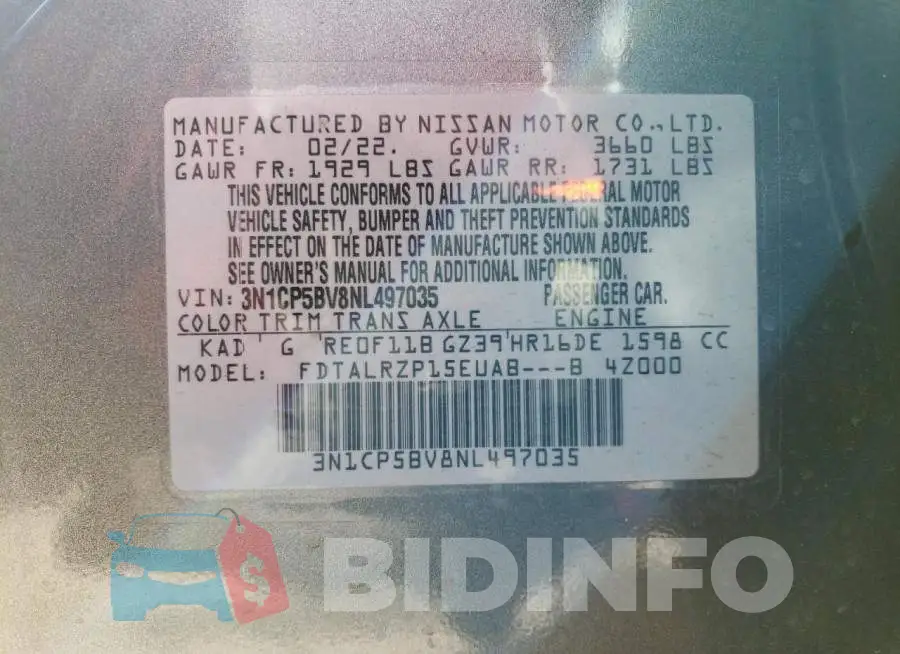 3N1CP5BV8NL497035 Photo# 12