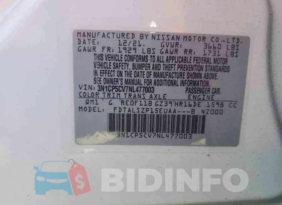 3N1CP5CV7NL477003 Photo# 13