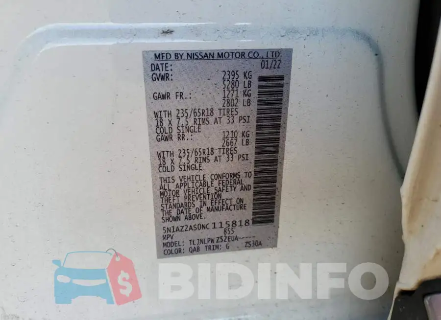 5N1AZ2AS0NC115818 Photo# 13