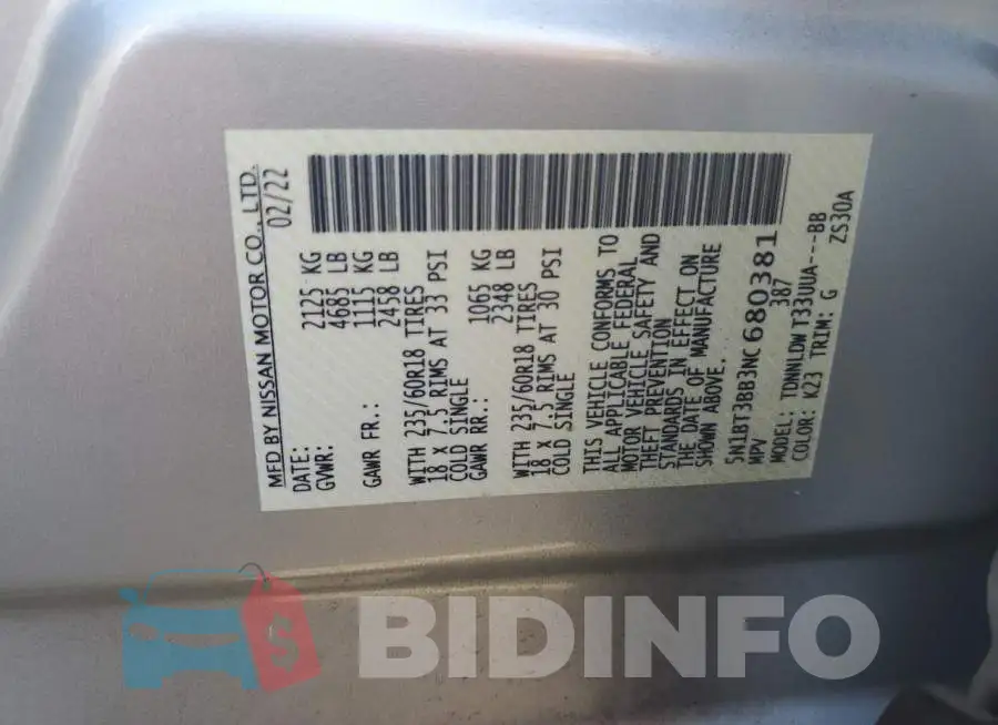 5N1BT3BB3NC680381 Photo# 13