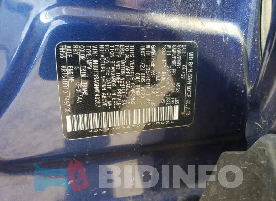 JN8BT3BA6NW043287 Photo# 13