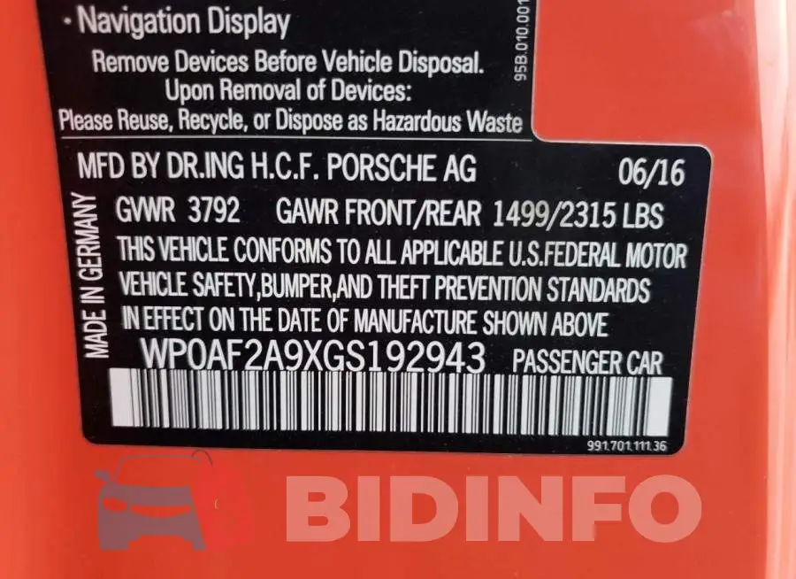 WP0AF2A9XGS192943 Photo# 12