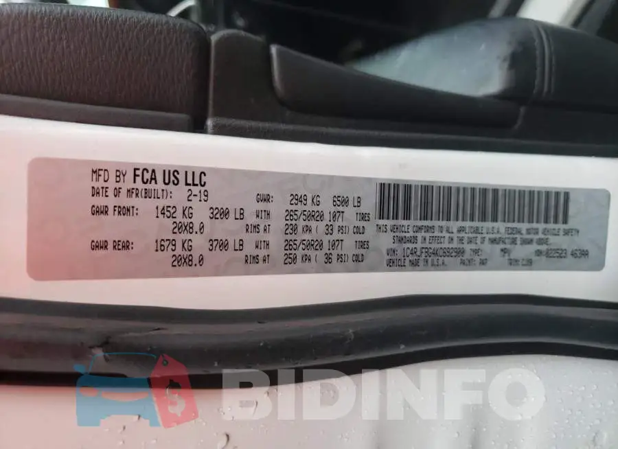 1C4RJFBG4KC692900 Photo# 13