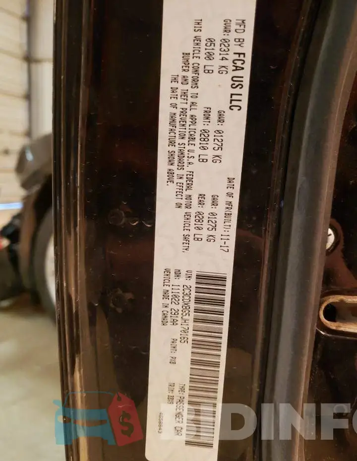 2C3CDXBG5JH170165 Photo# 12