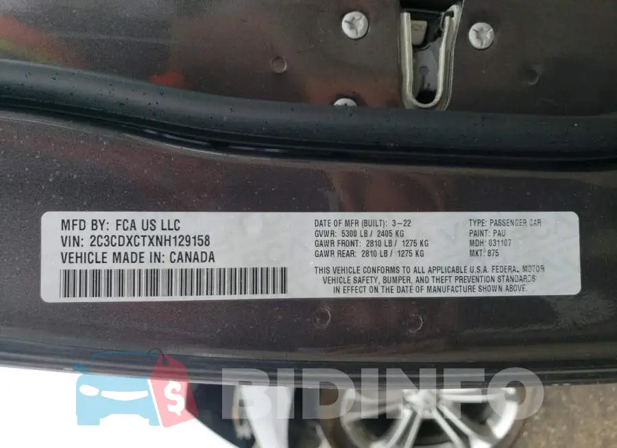 2C3CDXCTXNH129158 Photo# 13