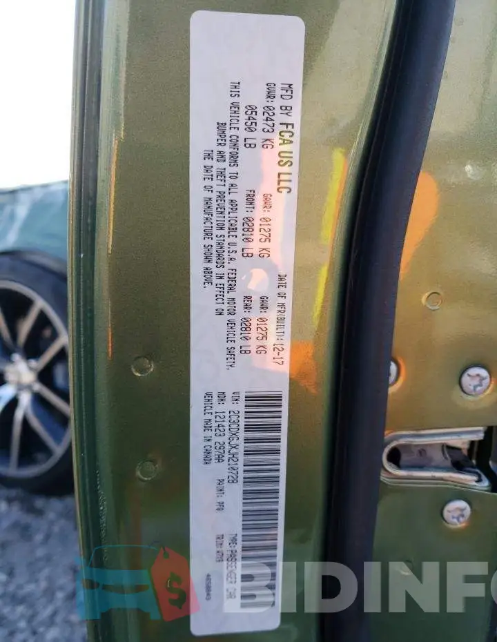 2C3CDXGJXJH210728 Photo# 12