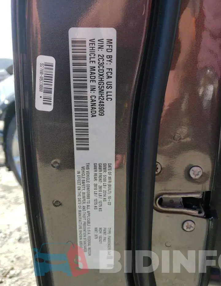 2C3CDXHG5NH248909 Photo# 12
