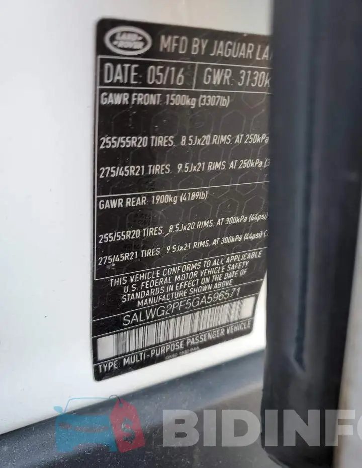 SALWG2PF5GA596571 Photo# 12