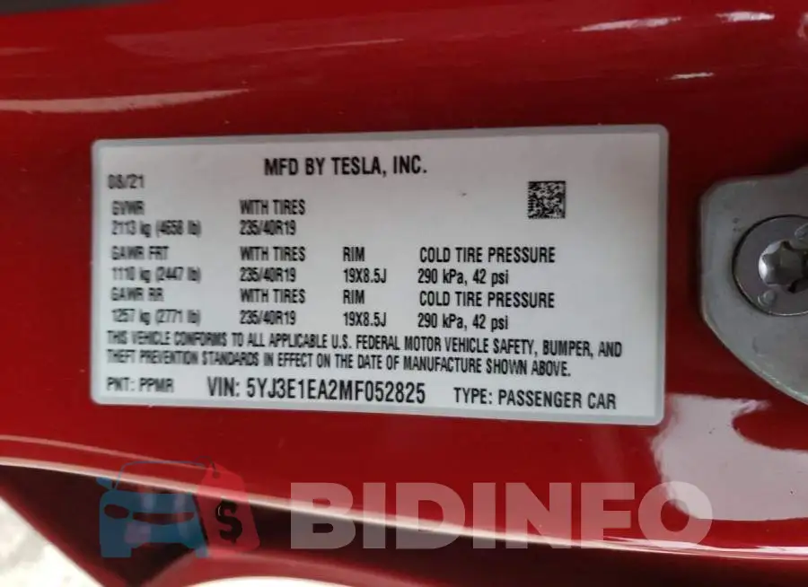 5YJ3E1EA2MF052825 Photo# 13